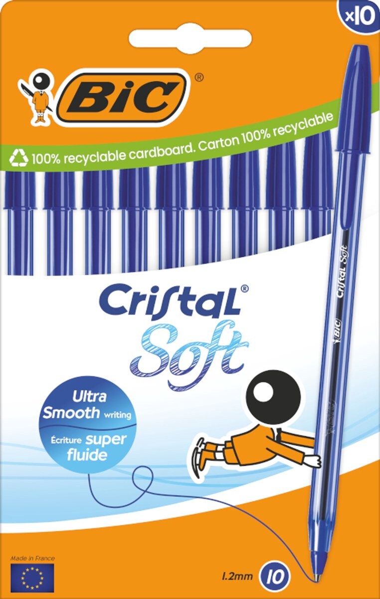 BIC Cristal Soft Penne a Sfera Blu Punta Media